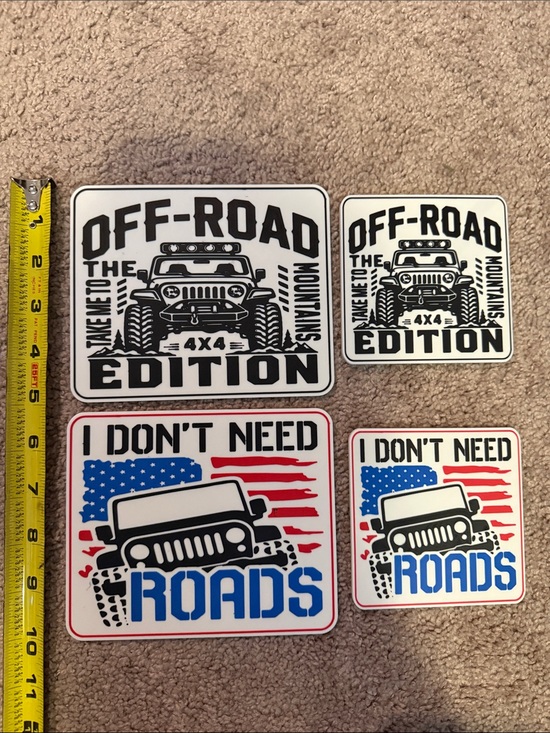Other - Off-Road Edition 4x4 3D printed sign and coaster  - Black and Red/Blue